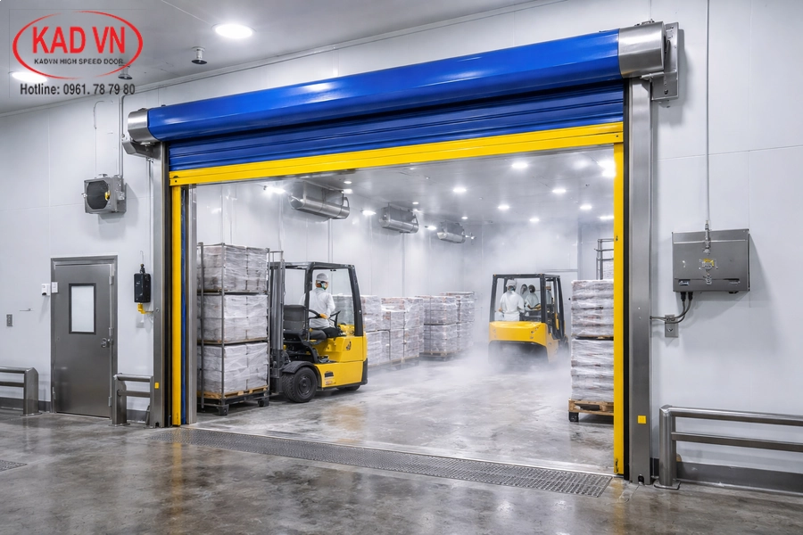 Thi công cửa cuốn nhanh kho lạnh tại Bình Dương